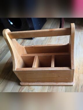 Wooden Tool Caddy Organizer in Light Brown
